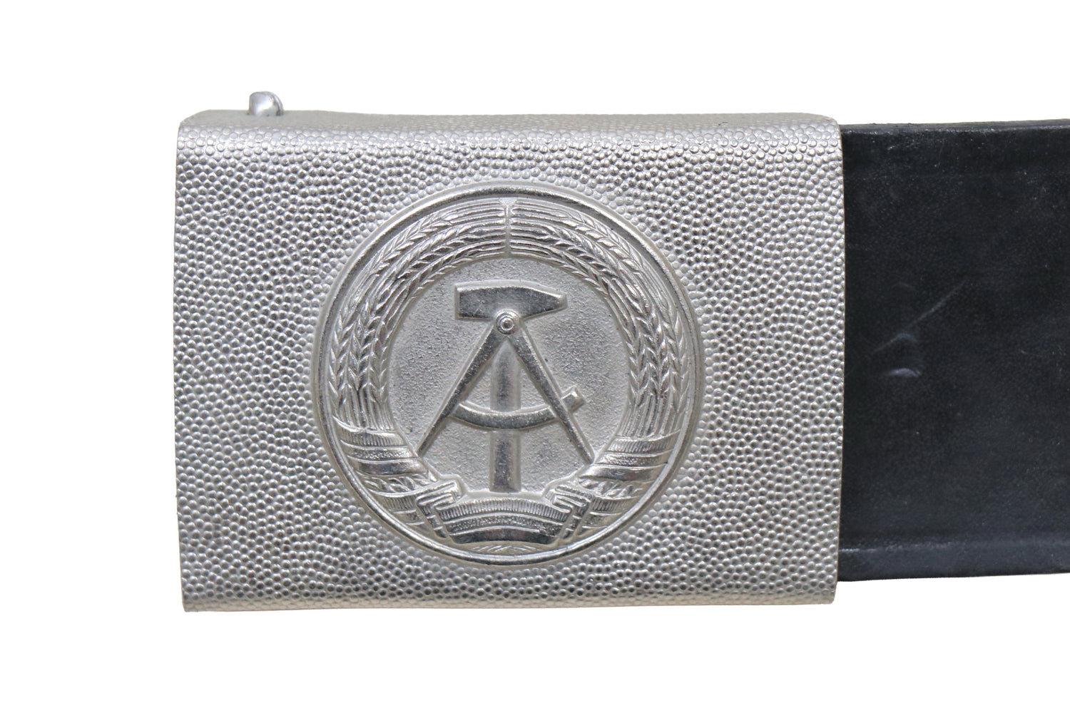 East German Black Leather Army Belt and Buckle