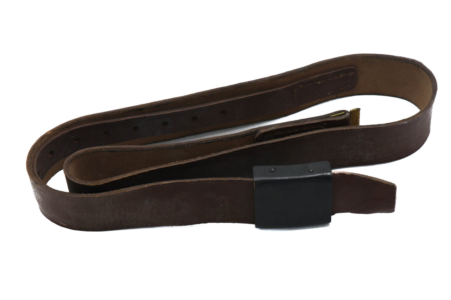 Romanian Brown Leather Belt with Black Buckle