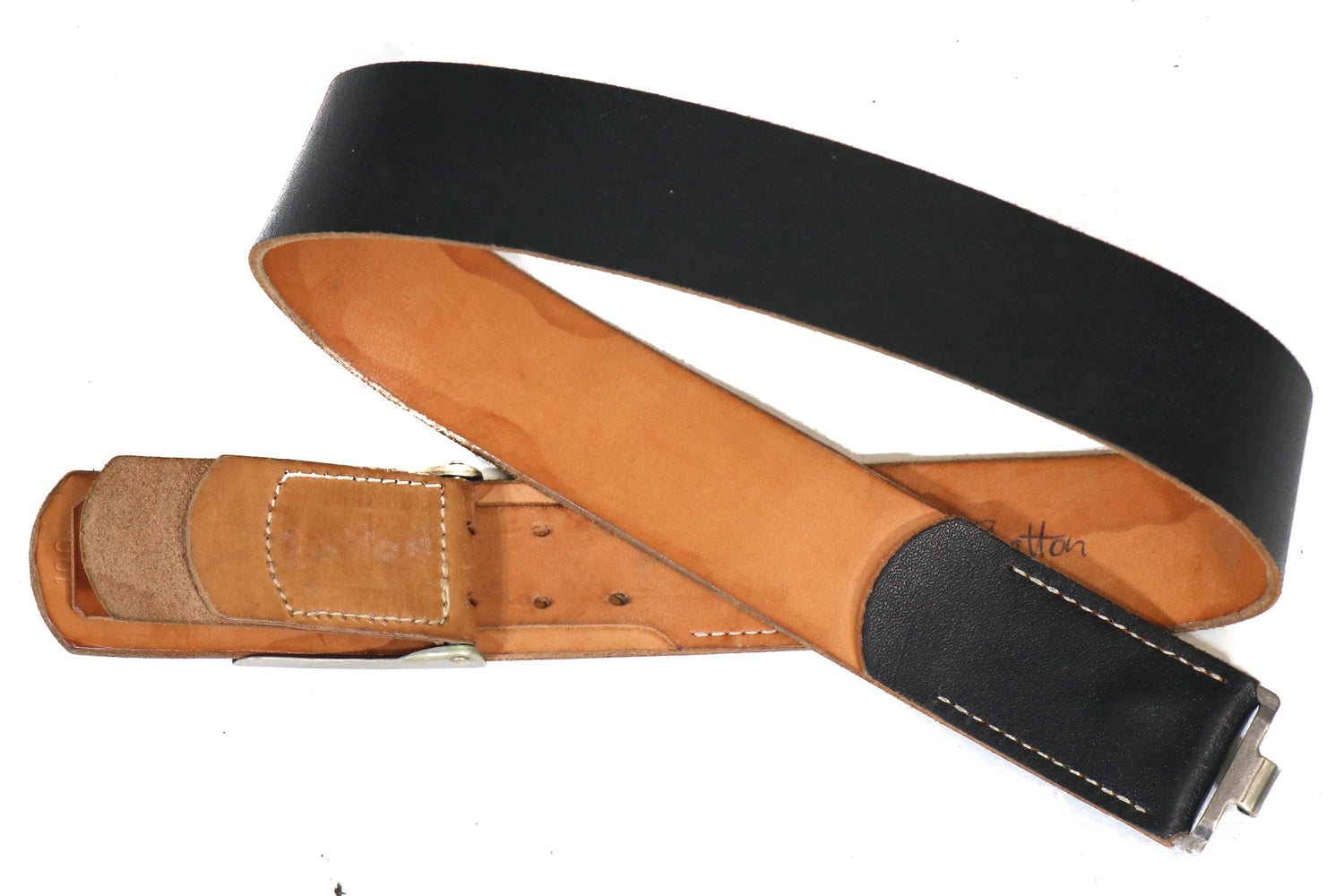 West German Black Leather Belt