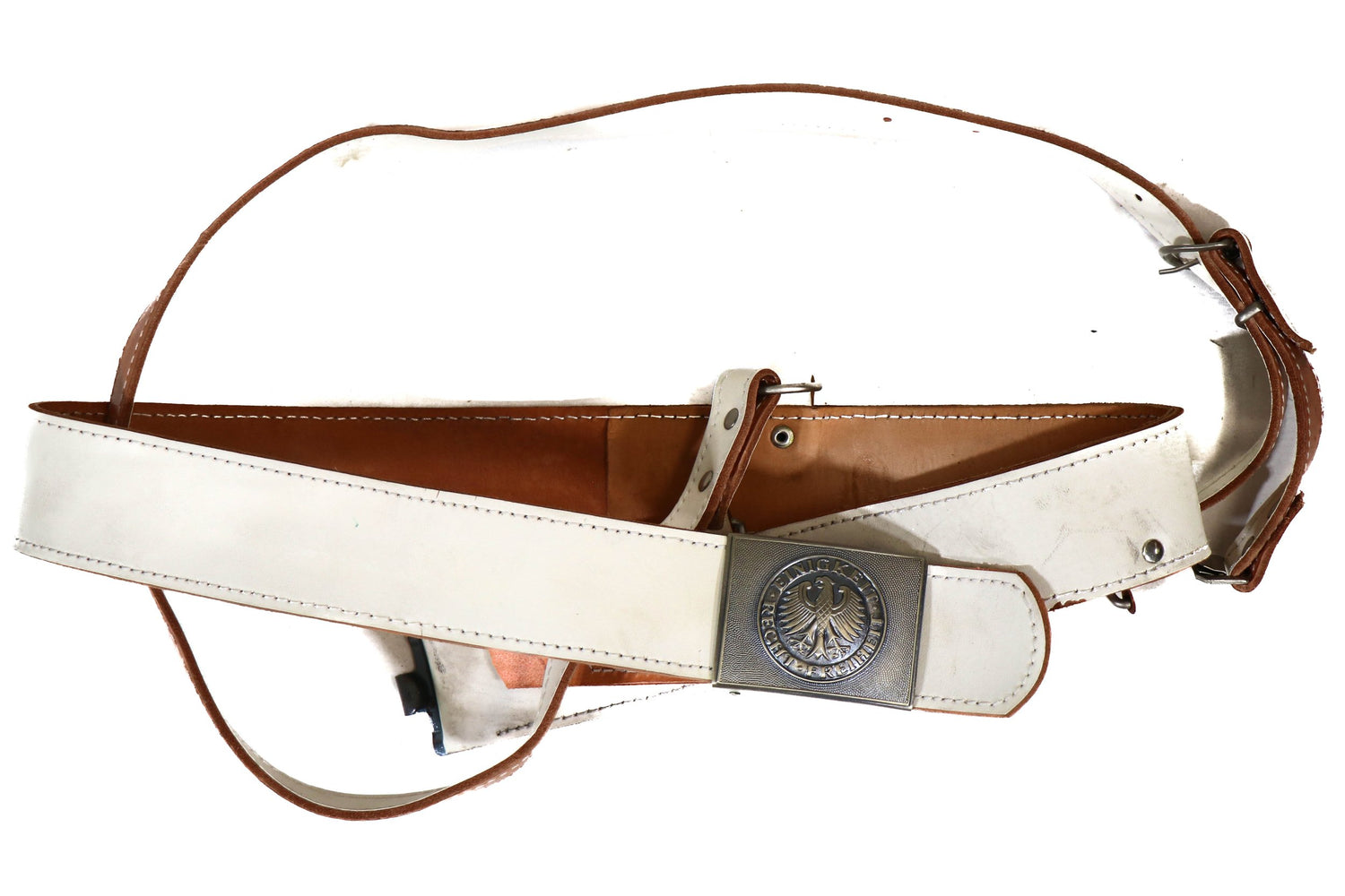 West German Parade White Leather Belt